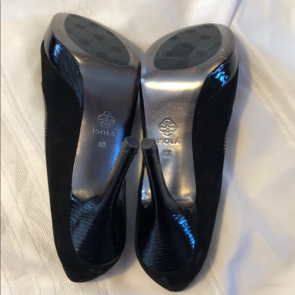 ISOLA black suede peep toe heels size 8.5 CUTE!!!! - Picture 10 of 10